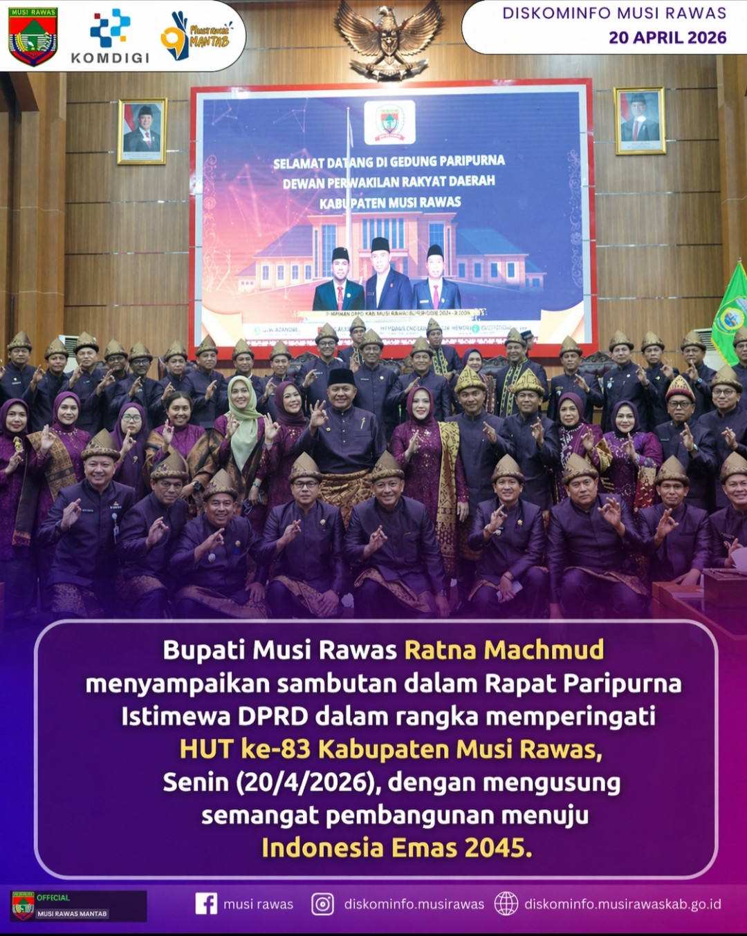 HUT ke-83, Musi Rawas Mantapkan Arah Pembangunan Menuju Indonesia Emas 2045