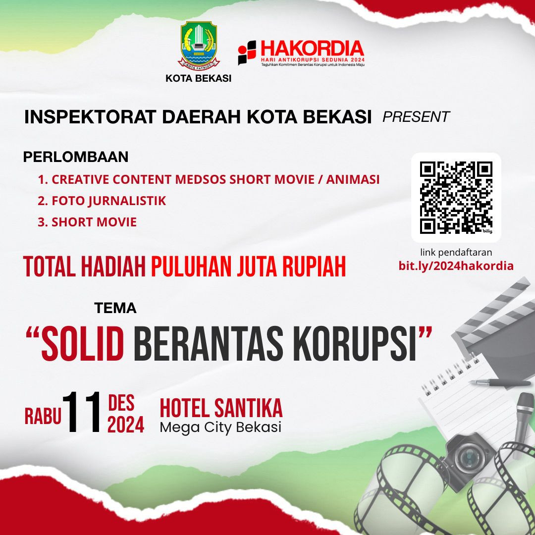 Rayakan Hari Anti Korupsi Sedunia, Inspektorat Kota Bekasi Gelar Lomba Short Movie dan Foto Jurnalistik