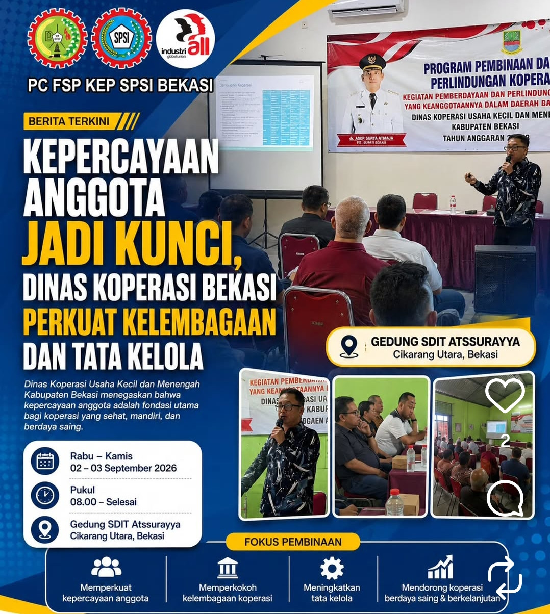 Dinas Koperasi Kabupaten Bekasi Perkuat Tata Kelola dan Kapasitas Pengurus Koperasi